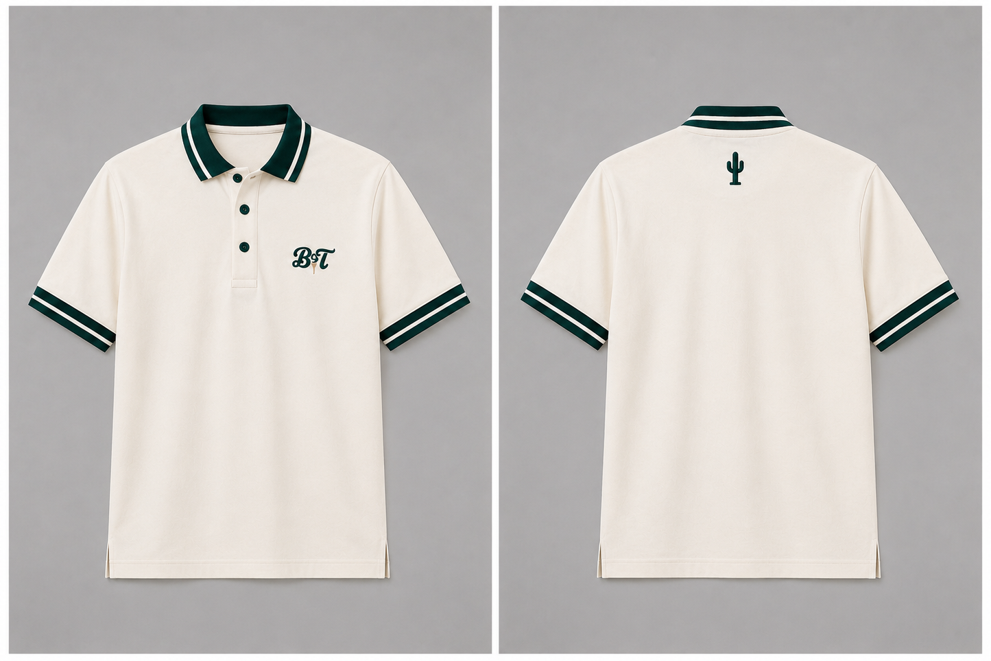 Heritage Polo Cream/ Forest Green